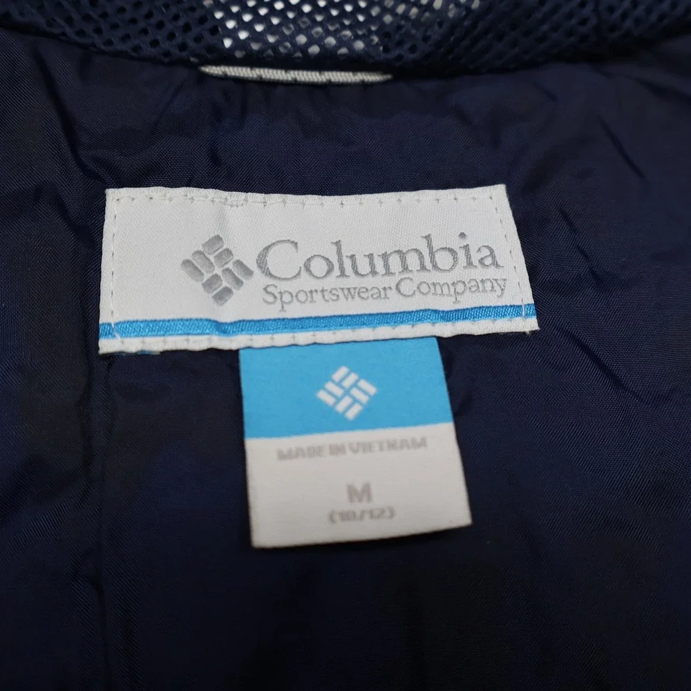 Columbia Jacket Boys Medium 10/12 Blue Watertight Rain Wind Waterproof Hooded